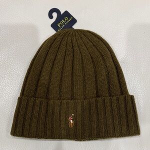 Polo by Ralph Lauren Khaki Ribbed Beanie-BNWT